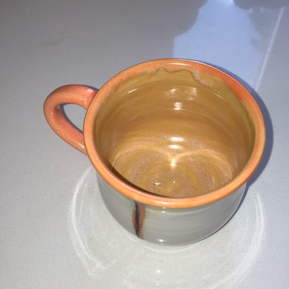 Ceramic clay pottery cup Orange and White Ceramic Mug - Picture 3 of 16
